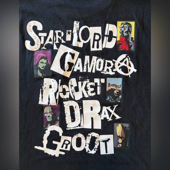 Marvel Guardians of the Galaxy black front & back graphic t-shirt tee size L NWT - Picture 4 of 7
